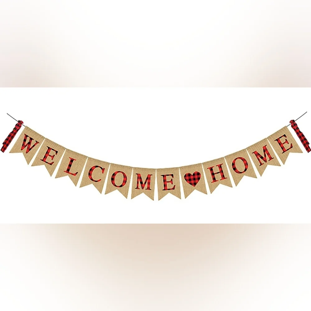 Welcome Home Burlap Banner. New in Package.